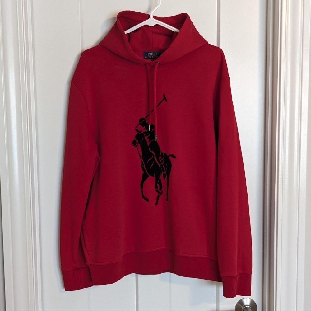 Polo Ralph Lauren Velvet Big Pony Red Hoodie sz L